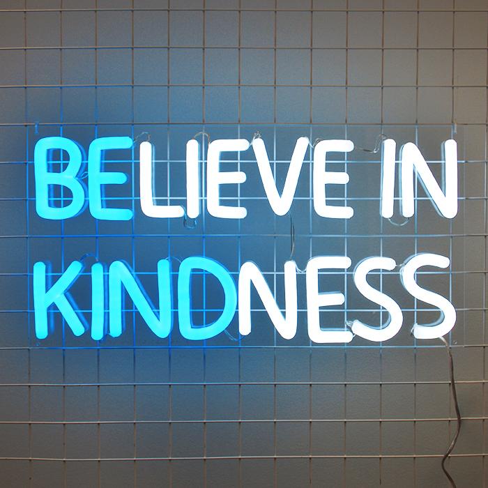 Believe In Kindness Neon Sign | Turquoise & White