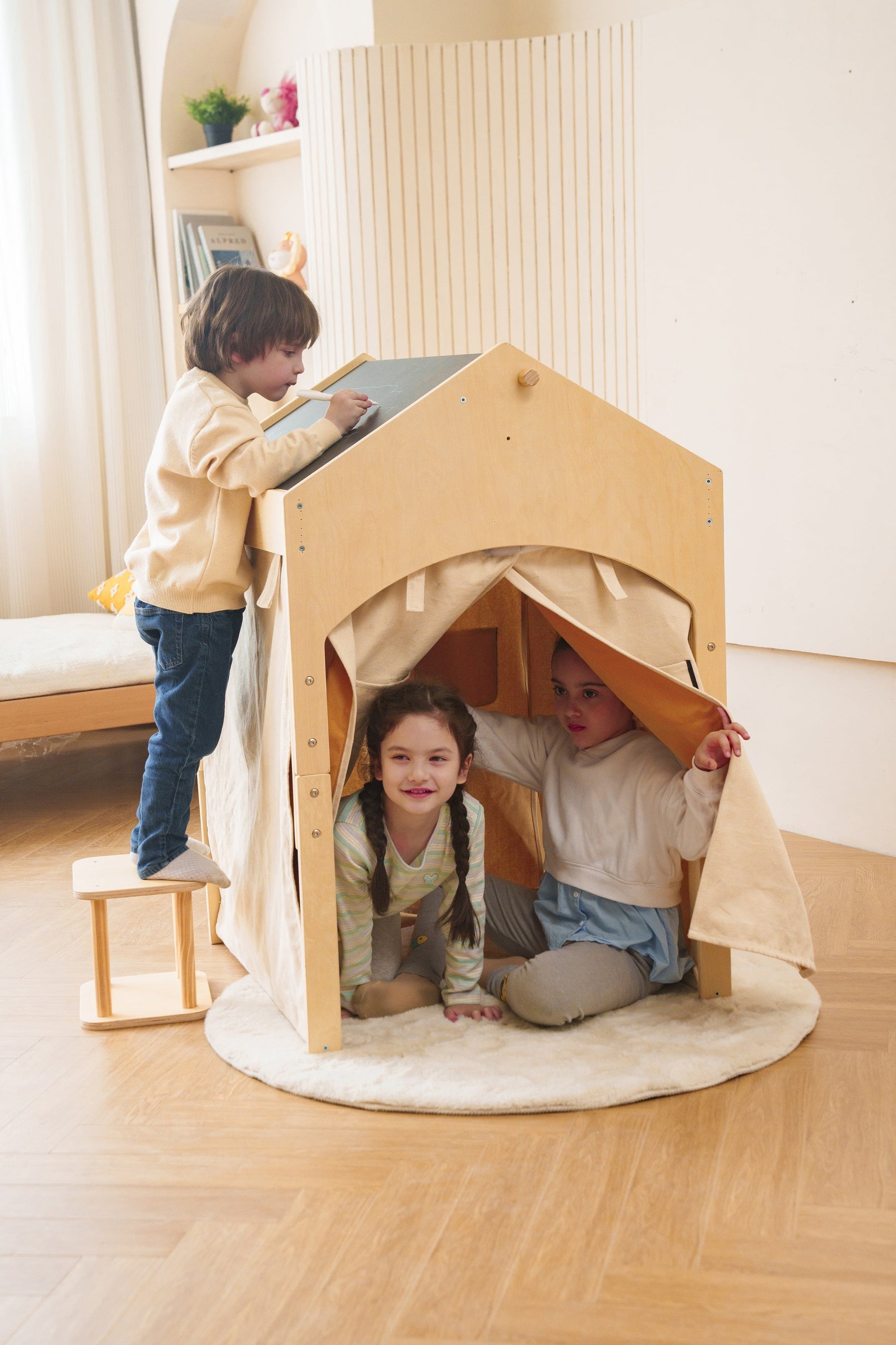 Ash - Wood Adjustable Learning Tent with Desk and Chair