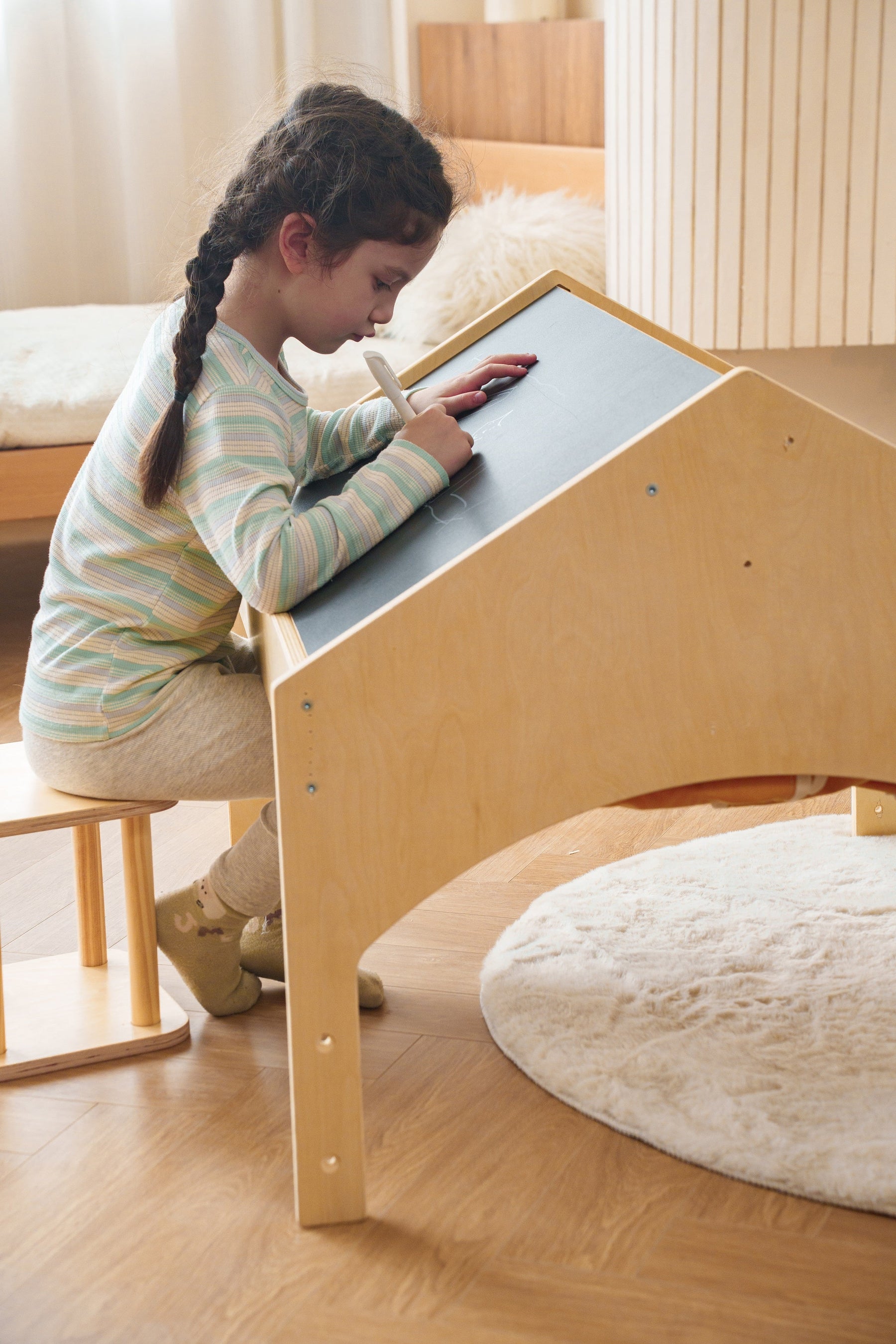 Ash - Wood Adjustable Learning Tent with Desk and Chair